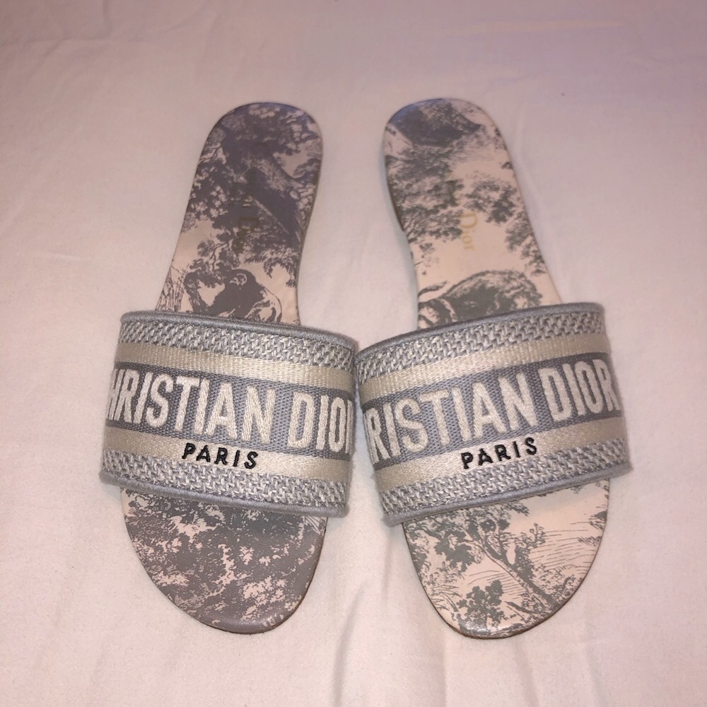 Dior grayish blue Dway Slide Sandals size 38